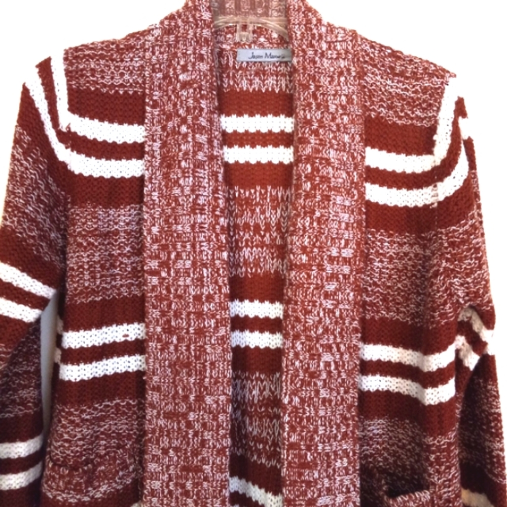 Jason Maxwell open cardigan size petite M striped front pockets